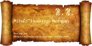 Mihálkovics Norman névjegykártya